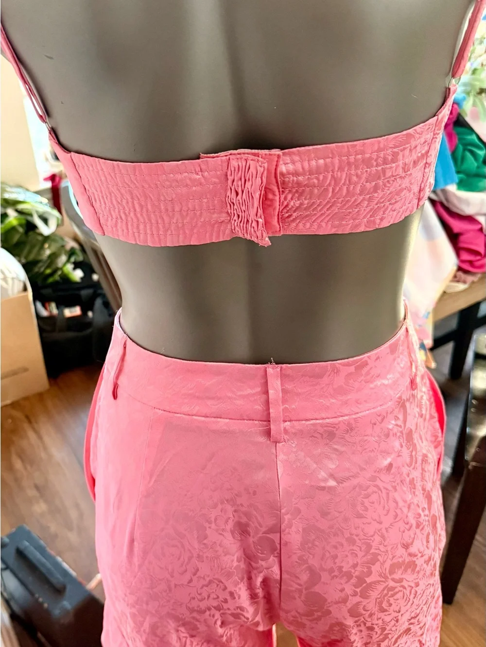 AKIRA Pink Lace Cargo Wide-Leg Pants set